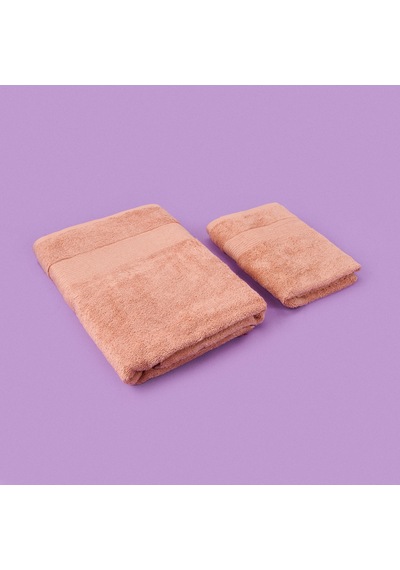 Soft Ella 2'li Hamam Seti - Pembe - 50x70 Cm + 70x140 Cm Renkli