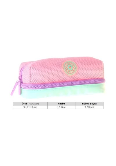 Kaukko Lilac İki Bölmeli Kız Çocuk Lila - Pembe Okul Kalemliği Kalem Kutusu - K1850 Çok Renkli