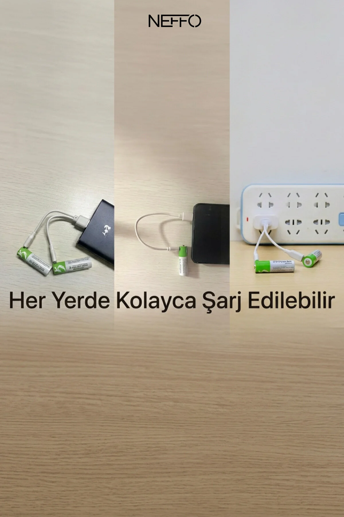 Usb Şarjlı Aa Şarj Edilebilir Pil 2800mwh 2'li Set