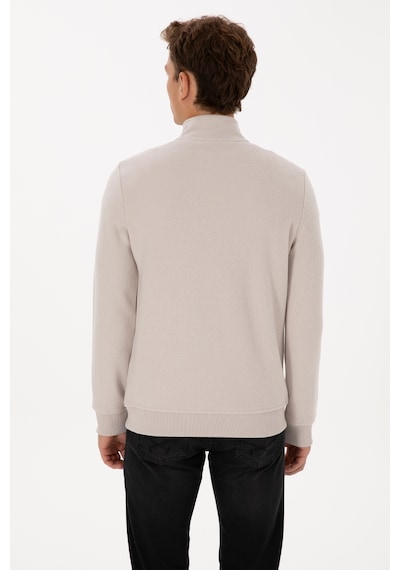U.S. Polo Assn. Erkek Regular Fit Yarım Fermuarlı Taş Basic Sweatshirt 50313802-VR049
