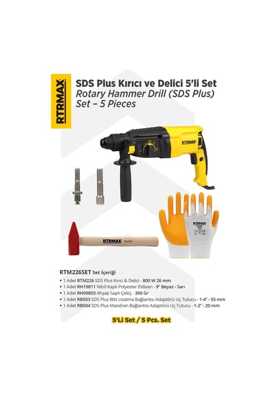 Rtrmax RTM226SET Sds Plus Kırıcı Delici 5'li Set