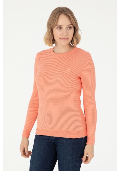 U.S. Polo Assn. Kadın Somon Bisiklet Yaka Basic Kazak 50288979-VR047 U.S. Polo Assn. Kadın Somon Bisiklet Yaka Basic Kazak 50288979-VR047