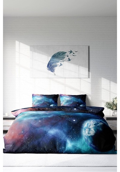 Tr %100 Pamuk Saten Çift Kişilik Nevresim Takımı Star Night - Lacivert, Monohome34986 Diğer