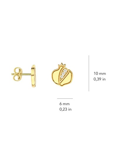 Goldkupe 14 Ayar Altın Taşlı Nar Şans Küpe 1,39 Gr-1596