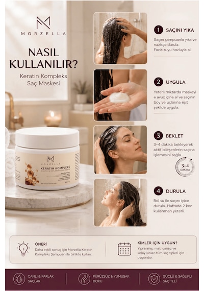 Morzella Keratin Kompleks Besleyici Ve Yapılandırıcı Saç Bakım Maskesi 300 Ml