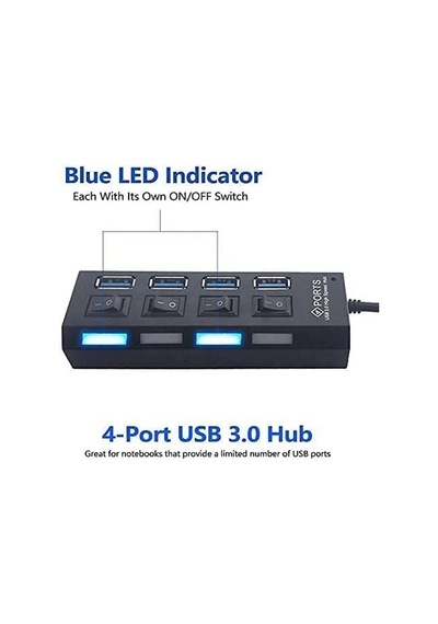 Port-13 4 Port Hub Usb 3.0 Çoğaltıcı Çoklayıcı Pg-288 - Siyah Renk