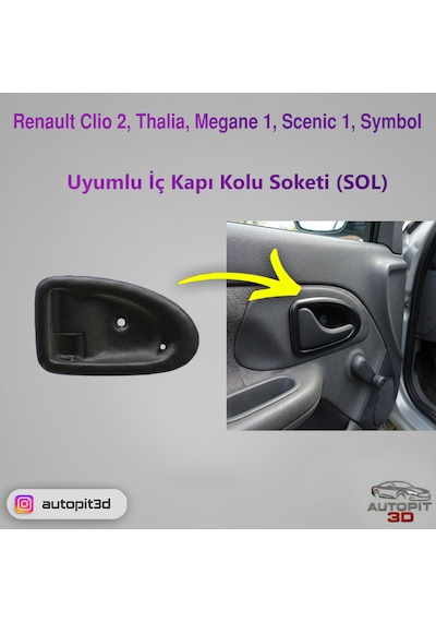 Renault Clio 2 / Thalia / Megane 1 / Scenic 1 / Symbol Uyumlu İç Kapı Kolu Soketi Sol Taraf