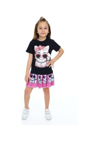 My Kids Wear Sevimli Kedi Etek Tişört Şeftali
