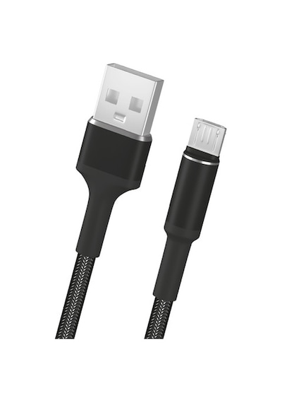 Fitplus Round Rs-101 Micro Usb Data/Şarj Kablosu 3A 1M Örgü Siyah