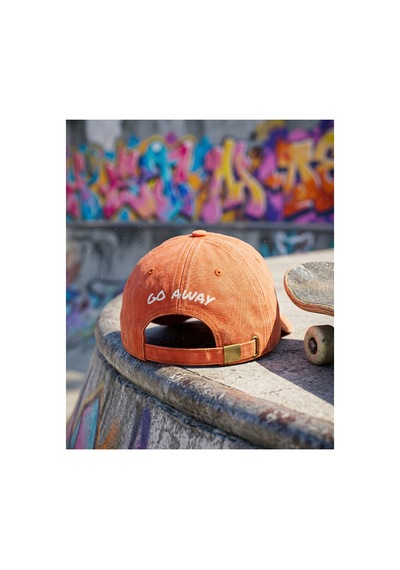 Emybox Turuncu Unisex Kadın Eskitme Yıkamalı Pamuklu Şapka -arkası Yazılı Ayarlanabilir Vintage Kep Turuncu Şeftali