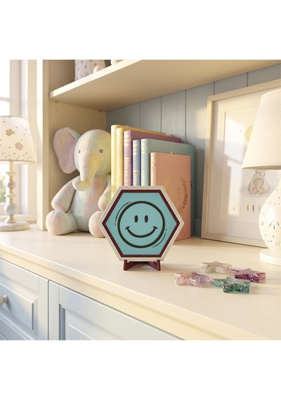 Neşeli İfade İkonlu Masaüstü Dekoratif Obje Çalışma Masanız İçin Seçkin Ve Şık Bir Tamamlayıcı Ürün 10x10 Cm, Turkuaz