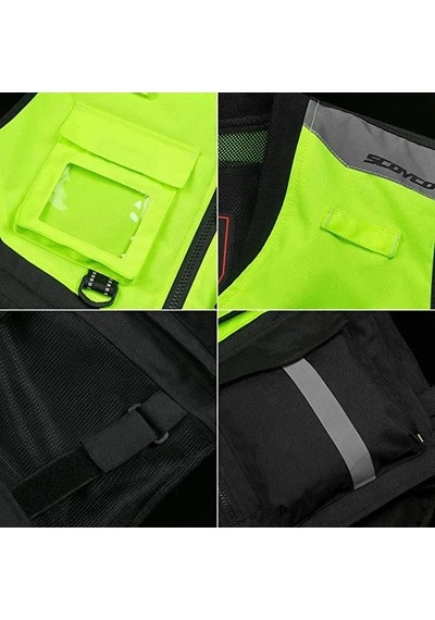 SCOYCO JK116 REFLEKTÖRLÜ KORUMALI MOTOSİKLET YELEĞİ NEON