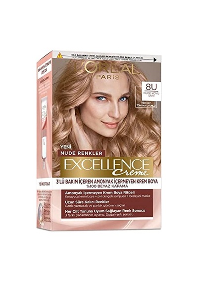 L'oreal Paris Excellence Creme Nude Renkler Saç Boyası - 8u Nude Koyu Sarı