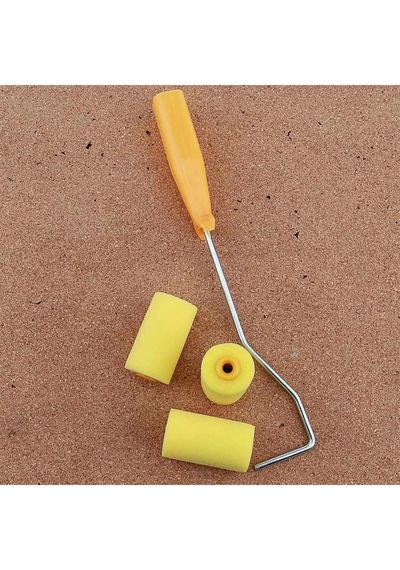 Metal Saplı Sünger Rulo Set, 6 Cm, Sarı