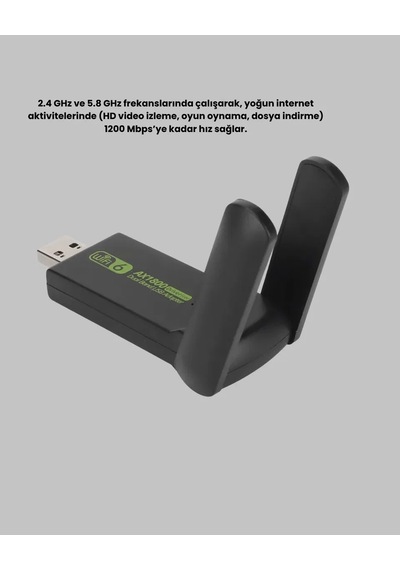 Ultratekno Dual Band Wifi Adaptör 1200 Mbps, Usb 3. 0, Çift Antenli, Geniş Kapsama Alanı Ve Yüksek Hız