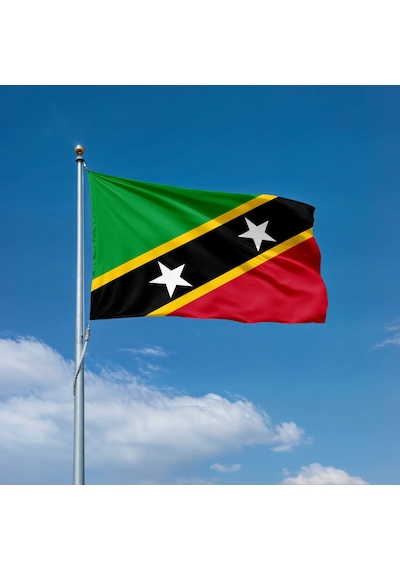 Saint Kitts Ve Nevis Bayrağı 30x45 Cm Tek Ebat