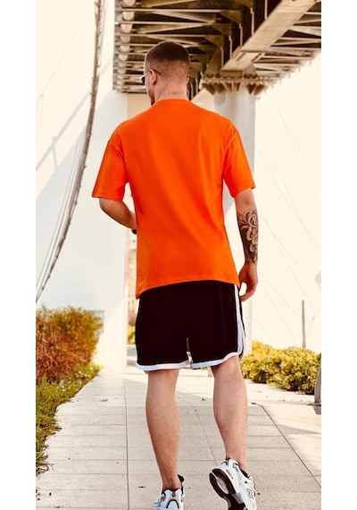 Flood Of Style Erkek Turuncu Düz Oversize Tshirt
