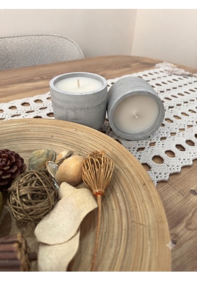 Dekoratif Beton Mum El Yapımı Gri 300 Gr