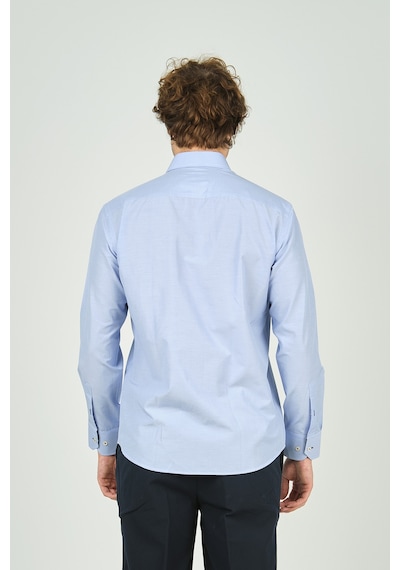 De Leone Erkek Slim Fit Uzun Kollu %100 Pamuk Gömlek 2008 Açık Mavi Açık Mavi