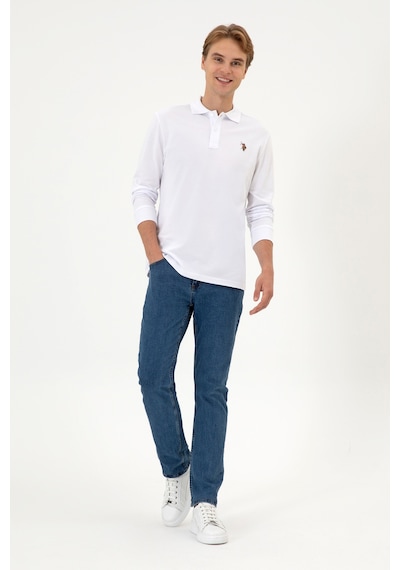 U.S. Polo Assn. Erkek Regular Fit Polo Yaka Beyaz Basic Sweatshirt 50313772-VR013 U.S. Polo Assn. Erkek Regular Fit Polo Yaka Beyaz Basic Sweatshirt 50313772-VR013