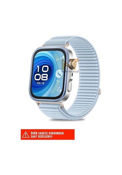 Huawei Watch Fit 3, Fit 4, Fit 4 Pro İle Uyumlu Sportif Örgü Cırtlı Kordon, Açık Mavi