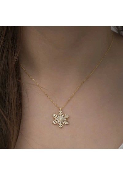 Gümüş Gold Kar Tanesi Kolye - Renk: Gümüş
