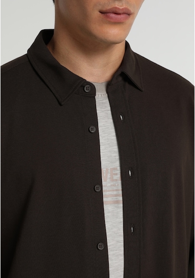 Colin's Colins Regular Fit Shirt Neck Düz Erkek Kahverengi Uzun Kol Gömlek Cl1082019 Q1.v1 Brw
