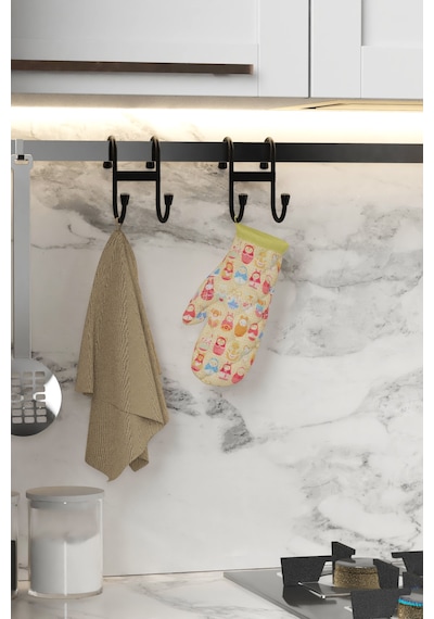 2 Adet Çift Kancalı Havlupan Askısı Banyo Mutfak Metal Askılık Havlupan Askı Organizer Siyah