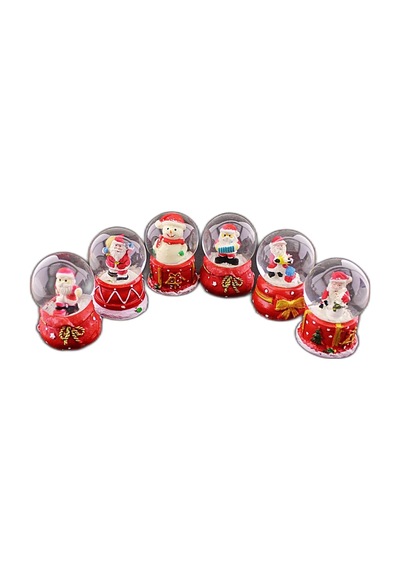 Ers 6 Adet Yeni Yıl 2024 Yılbaşı Temalı Mini Boy Işıklı Kar Küresi 6,5 Cm Diğer
