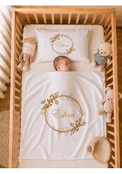 Pia Baby İsme Özel 5 Parça Kız Bebek Hastane Çıkışı Tulum Seti %100 Pamuk Organik Baskılı 1054tybyx Ekru