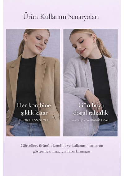 Aslındalook Kadın Fitilli Triko Esnek Uzun Kol Body Bluz Bady Siyah