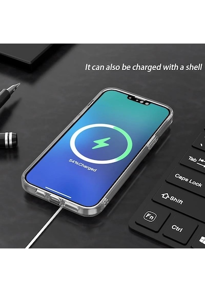 Apple Uyumlu  iPhone 13 Pro Magsafe Kablosuz Şarj Destekli Manyetik Şeffaf Koruyucu Kılıf