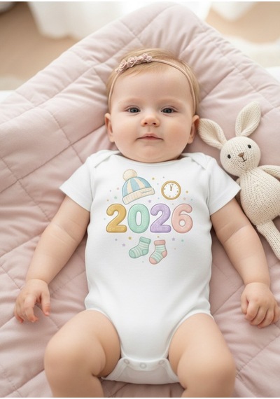 Babylimon İlk Yılbaşı Bebek Zıbını, %100 Organik Pamuk Unisex Body, Kısa Kollu, Pastel Şapka Çorap Desenli Beyaz - 800976239 Beyaz Babylimon İlk Yılbaşı Bebek Zıbını, %100 Organik Pamuk Unisex Body, Kısa Kollu, Pastel Şapka Çorap Desenli Beyaz - 800976239 Beyaz