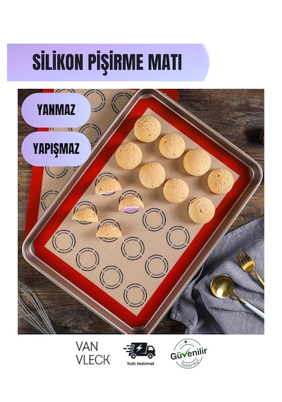 Lüks Silikon Kendinden Yuvarlak Desenli Pişirme Kağıdı 40 30 Cm Silpat Yanmaz Yapışmaz Fırın Matı