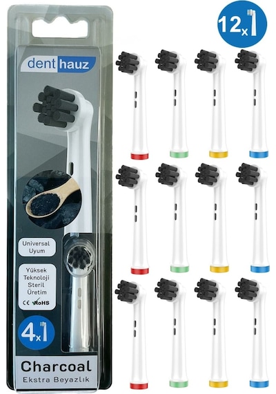 Charcoal - Aktif Karbon Ekstra Beyazlık Oral B Şarjlı Diş Fırçası Yedek Başlığı - 12'li Yedek Başlık