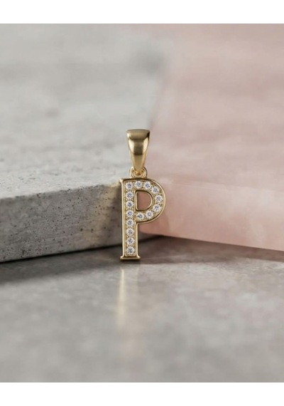 Xupıng Zirkon Taşlı P Harf Kolye Ucu 1 Cm 154.13 Altın