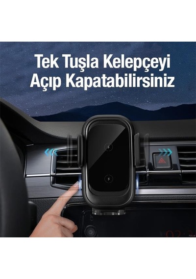 Coofbe Super Şarj 15w Dikey Yatay Kullanım Çift Bobinli Kablosuz Araç Şarjı Araç İçi Telefon Tutucu
