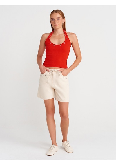 Dilvin 21162 Halter Yaka Top-k.kırmızı K.kırmızı