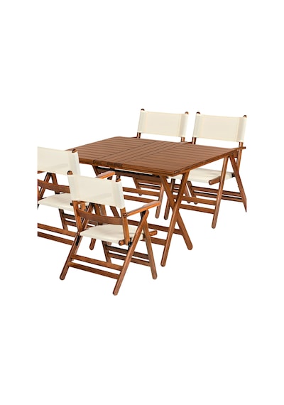 Marmaris Katlanır Ahşap Bahçe Seti: 70X120 Masa +4 Pvcli Sandalye Beyaz Marmaris Katlanır Ahşap Bahçe Seti: 70X120 Masa +4 Pvcli Sandalye Beyaz