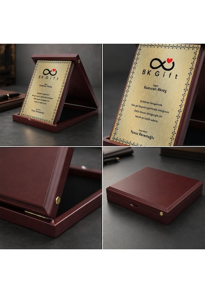 Logonuza Özel Mesajlı 20 X 26 Cm Dikey Ahşap Kutulu Kurumsal Teşekkür Ve Başarı Plaketi