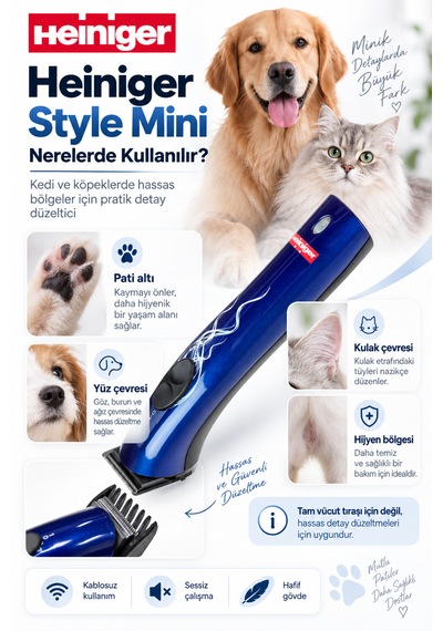 Heiniger Style Mini Kablosuz Kedi/köpek Pati Altı Trimmer Düzeltici