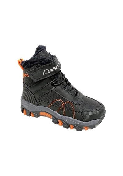 Callion 06p Deri Çocuk Sneakers Bot Siyah Oranj Siyah