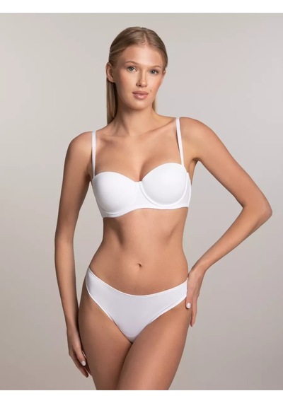 Mistirik Lenola Model Destekli Push Up Dolgulu Yumuşak Dokulu Straplez Sütyen Beyaz Renk