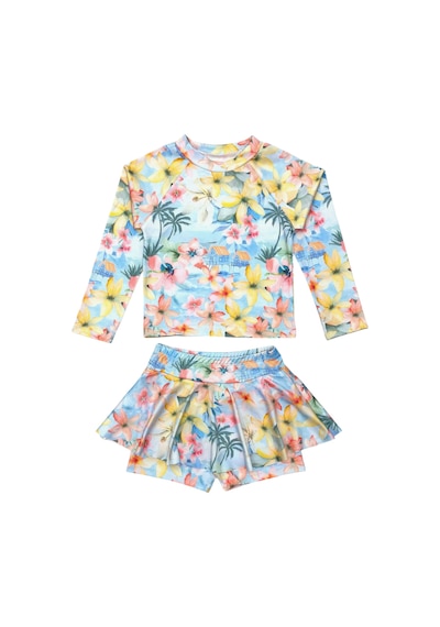Lolliboomkids Kız Çocuk Pastel Renk Çiçek Desenli Uzun Kollu Tayt Etekli 2 Parça Mayo / Bikini Takımı Çiçek Çok Renkli Lolliboomkids Kız Çocuk Pastel Renk Çiçek Desenli Uzun Kollu Tayt Etekli 2 Parça Mayo / Bikini Takımı Çiçek Çok Renkli