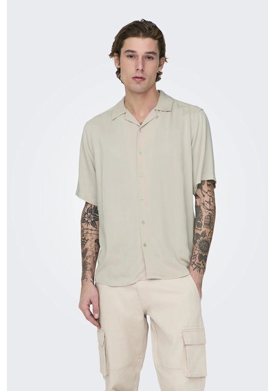 Only & Sons Onsdash Lıfe Reg Vısc Res Ss Shırt Erkek Gömlek 22024164 Bej