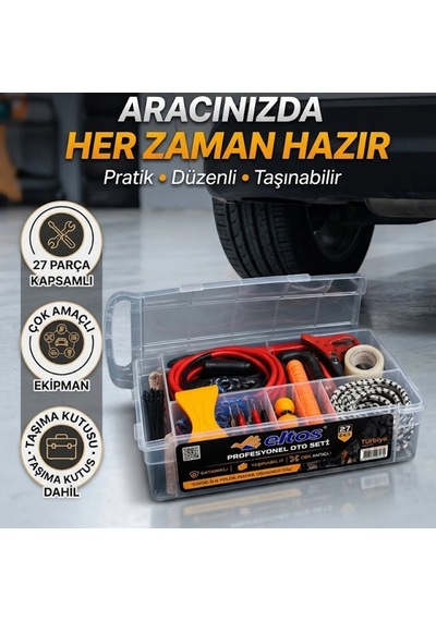 27 Parça Araç Acil Durum Seti Çok Amaçlı Ekipman Ve Taşıma Kutusu