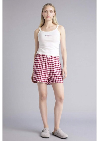 Defacto Kareli Şort Pijama Altı G7995ax26spbr205 Bordo-br205