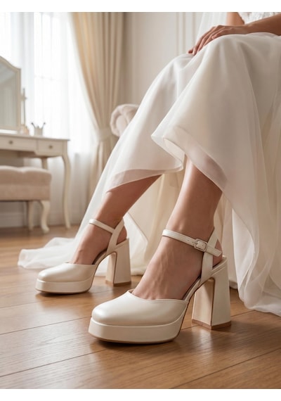 Nesilshoes Nesil Shoes Mrv 185821 Sedef Arkası Açık Gelinlik Sandalet