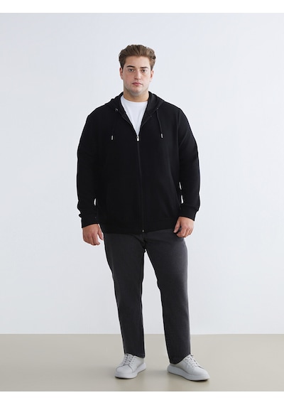 Lcwaıkıkı Classic Siyah Standart Kalıp Kapüşonlu Erkek Fermuarlı Sweatshirt