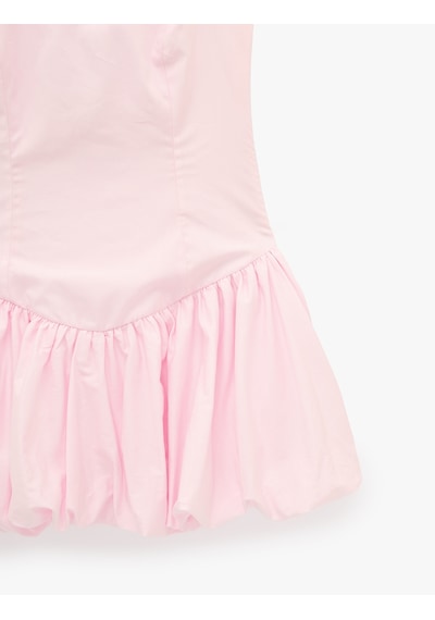 Koton Kolsuz Slim Fit Fiyonk Detaylı Halter Yaka Mini Balon Elbise Pembe 6sal80178ıw Gül